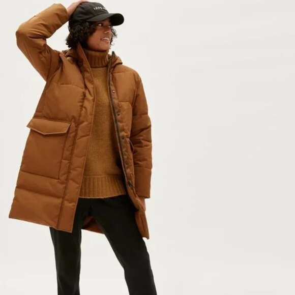 Everlane Jackets & Blazers - Everlane The Renew Long Puffer Hooded Jacket Chestnut Brown M